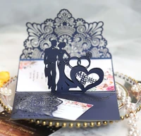 10pcs 3d bride groom wedding invitations card with rsvp envelope pocket greeting cards anniversary mariage party decor favors