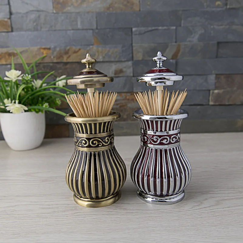 

Top Press Style Metal Material Bronze/Silver Red Europe Toothpick Holders decoração de mesa & acessórios TP08