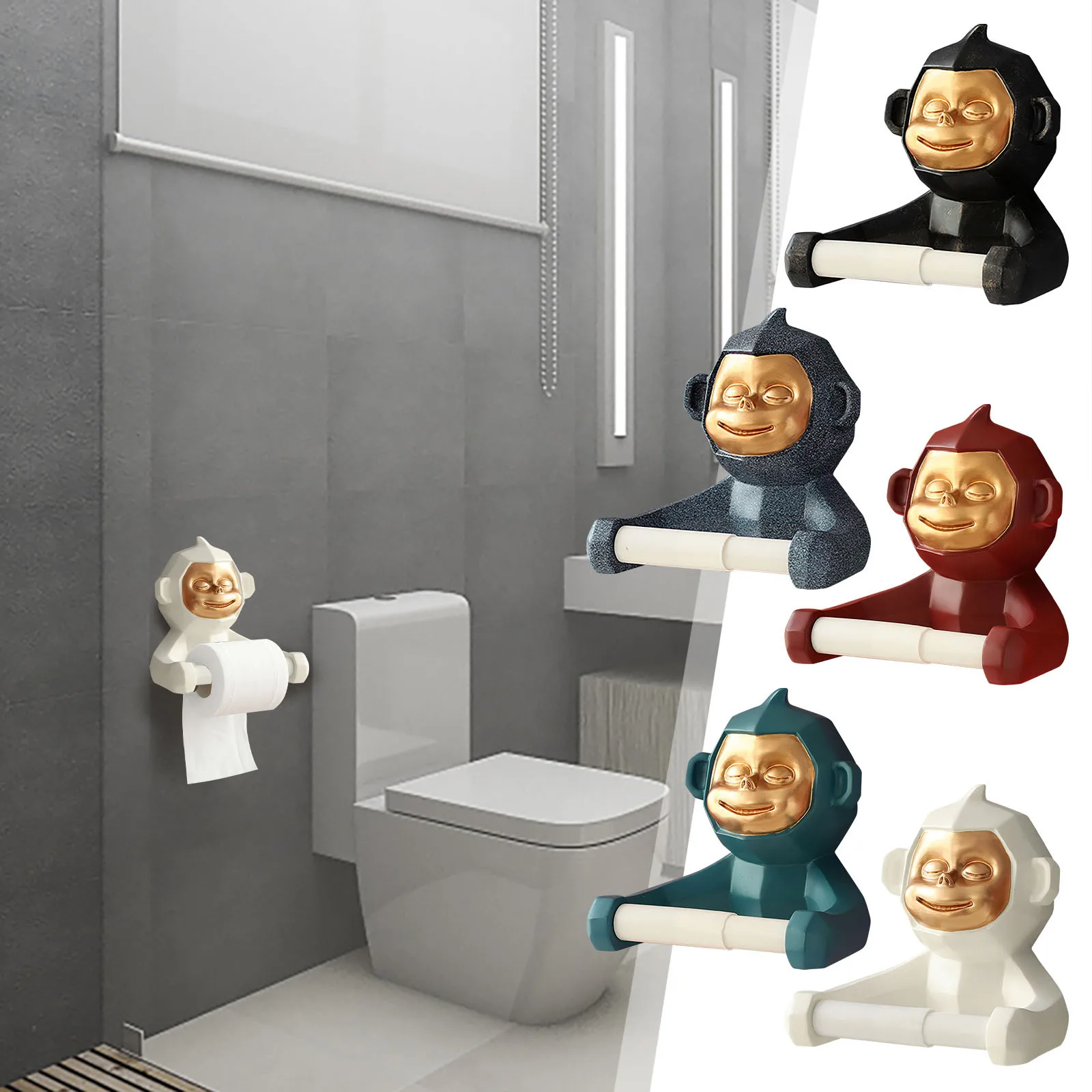 

Держатель для рулона туалетной бумаги обезьяны, кухонная неперфорированная настенная полка, настольный держатель для бумажных полотенец, экономичная решетка для раковины