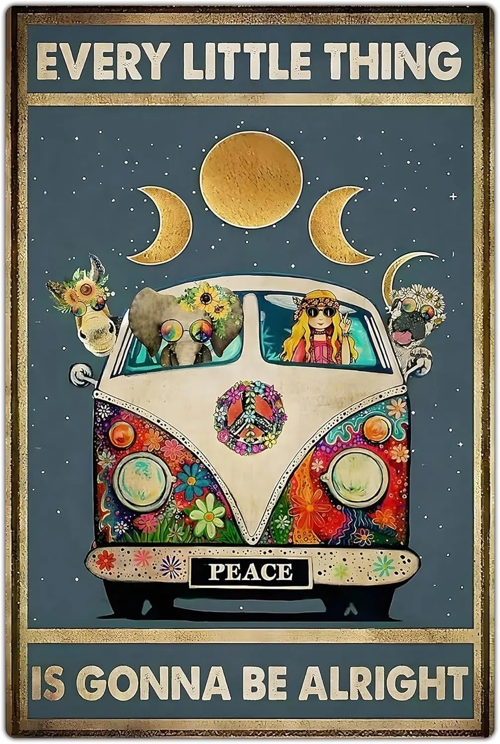 Винтажный постер Bestylez в стиле хиппи Eevery Little Thing Is Gonna Be Alright знак для домашнего