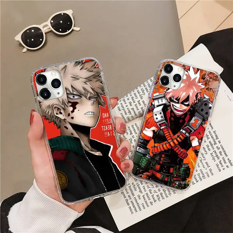 

Anime My Hero Academia deku bakugou Phone Case Transparent soft For iphone 12 11 13 7 8 6 s plus x xs xr pro max mini