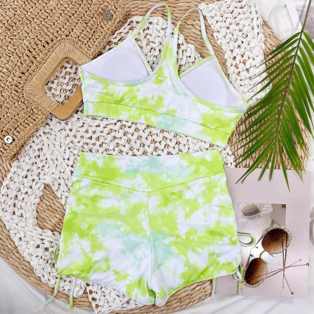 

Ladies 2Pcs/Set Stylish Slim Anti Sun Bikini Swimsuit Two-piece Women Swimwear Tie Dye for Vacation