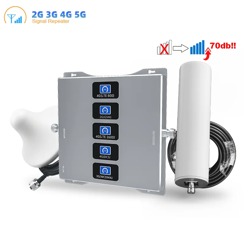 5 band mobile signal booster 2g 3g 4g 5g lte mobilesignalbooster for cell phone cellular signal repeater booster amplifier
