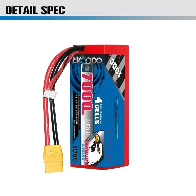 

CODDAR RC Lipo 4S 14.8V Battery 7000mAh 100C HardCase with XT90 Deans For Racing RC Car Vehicle Truck Truggy Buggy toys battery