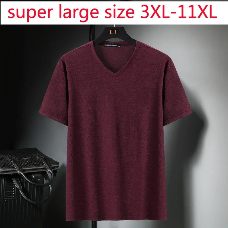 

Kedatangan Baru Pria Lengan Pendek Super Besar Cetak Longgar Mode V-neck Kasual Rajutan Musim Panas Ukuran Plus 4XL-6XL 7XL 8XL