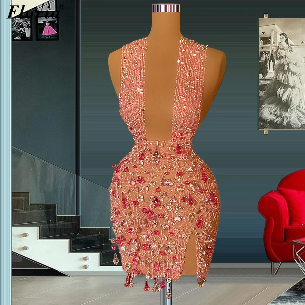 

Mini Mermaid Crystals Prom Dresses New Fashion Evening Night Club Dresses For Women Vestidos De Gala Sexy Cocktail Dresses
