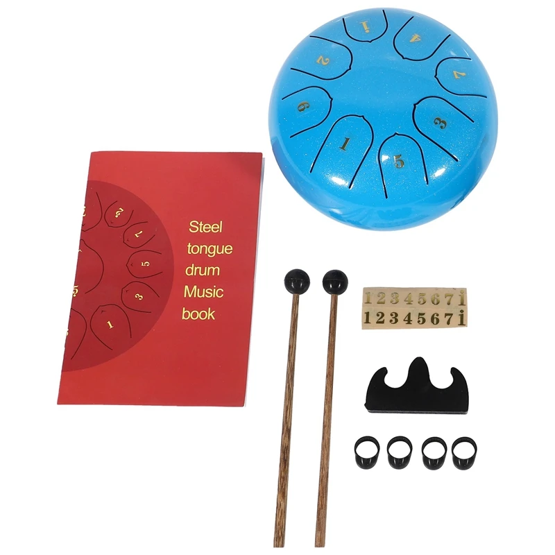 

HOT Tongue Drum 8 Notes 6 Inches Chakra Drum Steel Percussion Padded Travel Bag And Mallets Blue