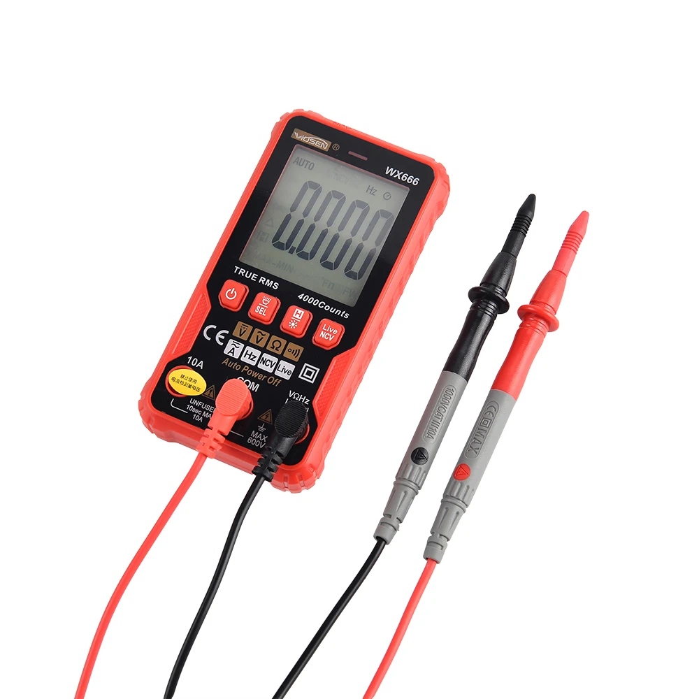  QHTITEC WX666 Digital Mini Multimeter Tester Auto Mmultimetro True Rms Tranistor Meter with NCV Data Hold 4000counts Flashlight 