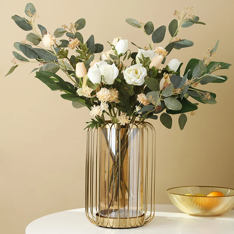 

Small Nordic Vase Glass Aesthetic Transparent Modern Cylinder Interior Flower Pots Office Flower Minimalist Macetas Home Decor