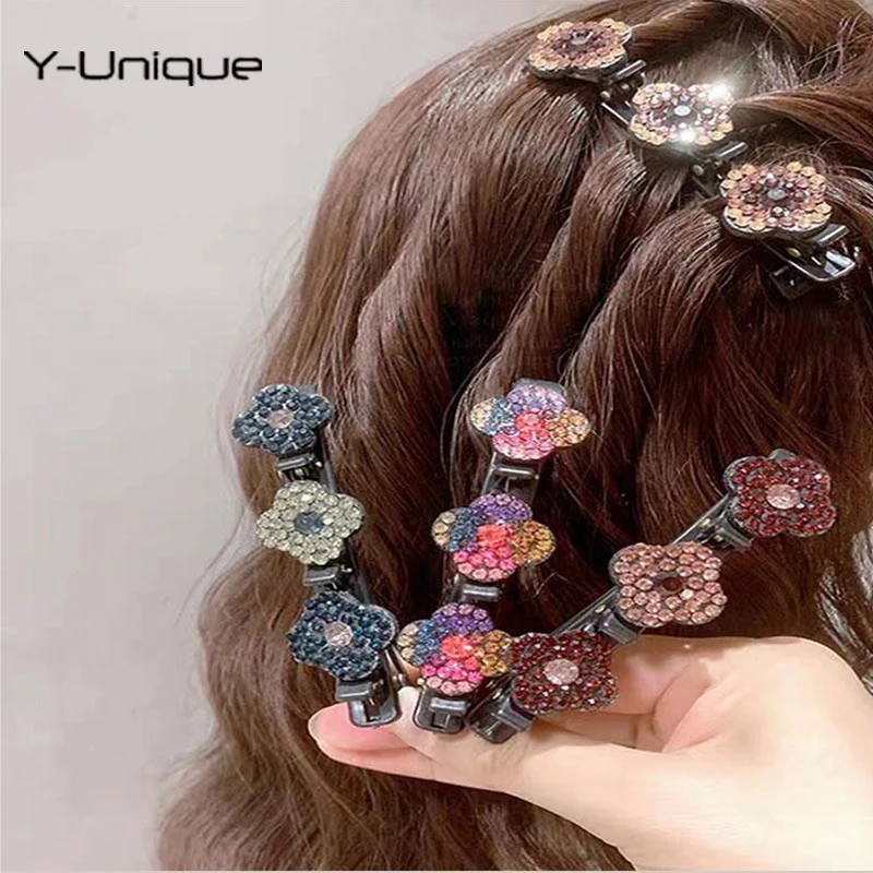 

Sparkling Crystal Braided Hair Side Clips for Women Girls Shine Rhinestones Duckbill Hairpin Barrettes Fashion Hair Accessories