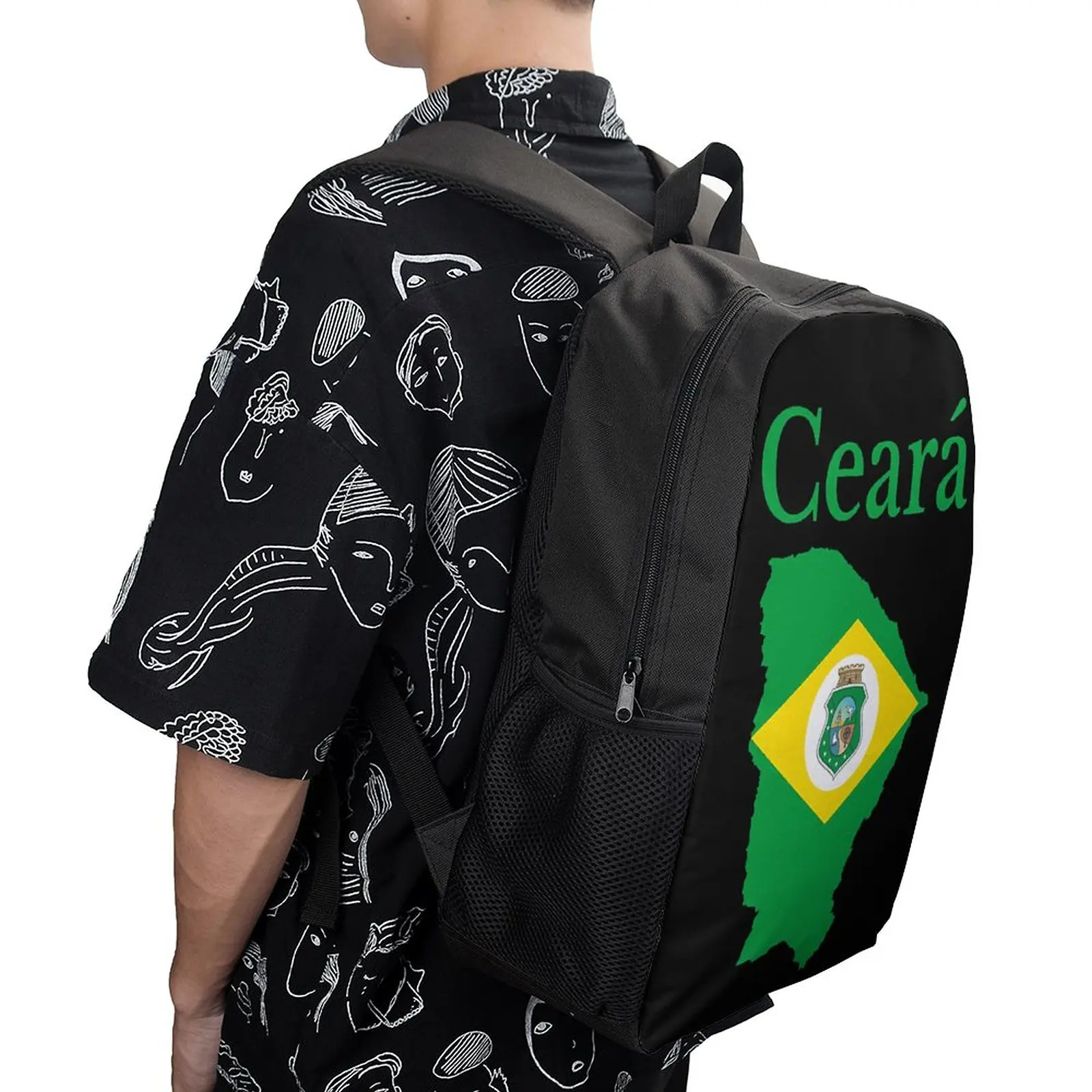 

State of Ceara Map Flag Brazil Lasting Snug Infantry Pack17 Inch Shoulder Backpack Vintage Sports Activities Funny Graphic