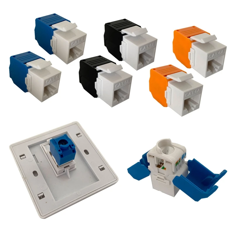 

CAT6A/6/5e RJ45 Connector Jack Female Plug Ethernet RJ45 Computer Networking Modules Tool-Free Connection Internet Cable