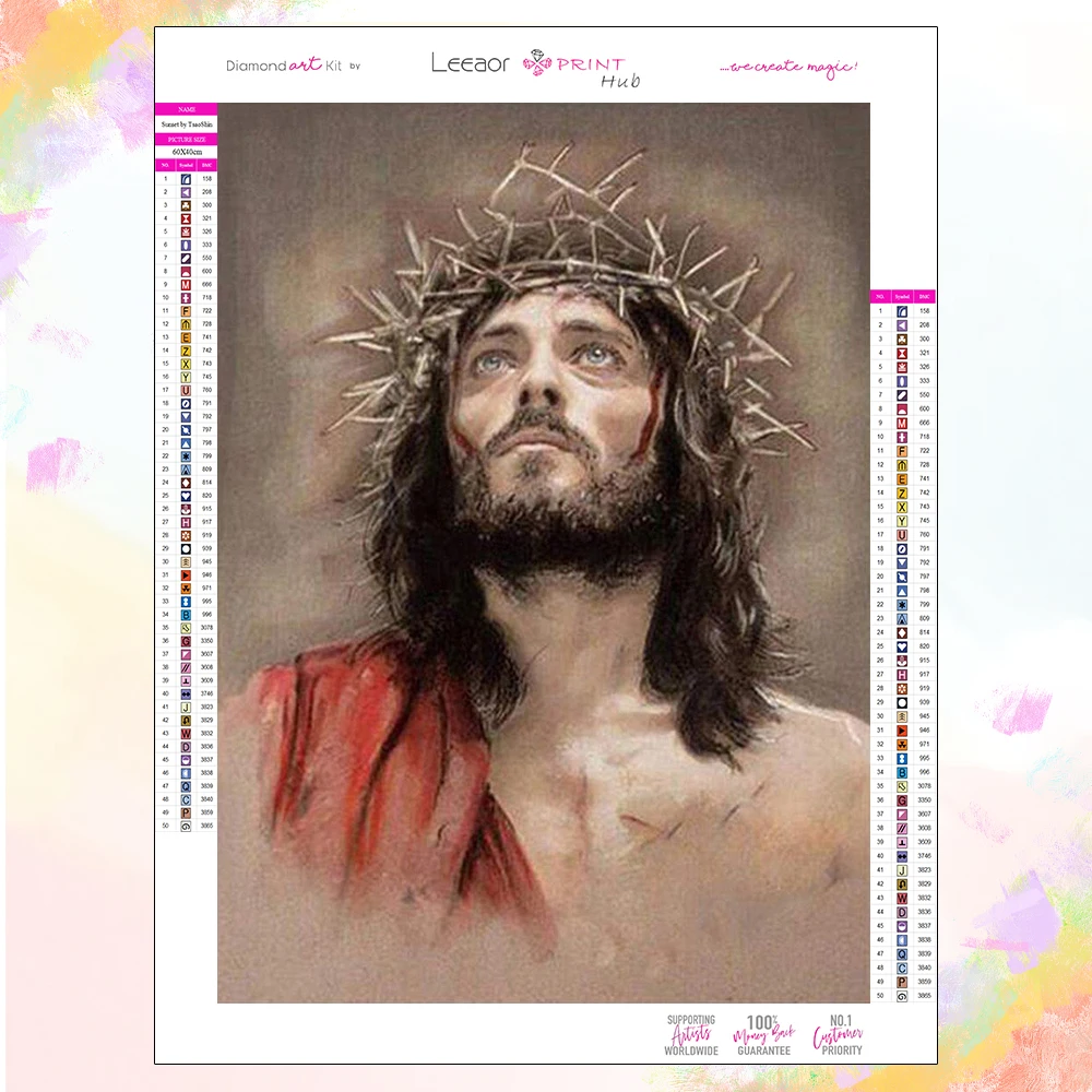 

Diamond Painting Mosaic Portrait Embroidery DIY Jesus Christian Cross Stitch Kit Embroidery Home Decoration Gifts ダイヤモンドペインティング