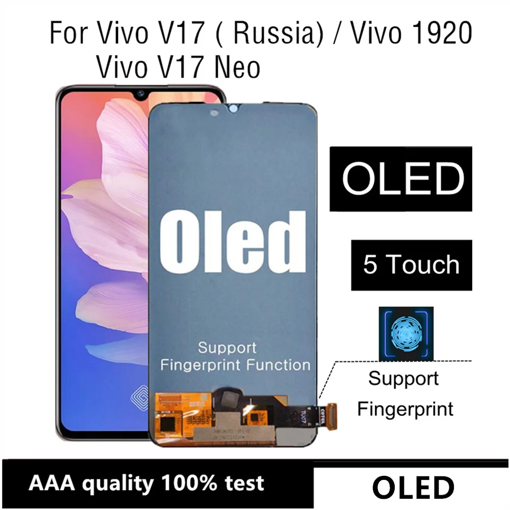 

ЖК-дисплей 6,38 дюйма OLED для VIVO V17 1920, сменный сенсорный экран в сборе для VIVO V17, версия для России, ЖК-дисплей