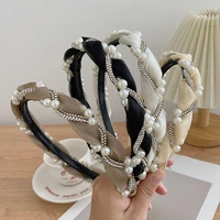 new women elegant full pearls simple hairbands sweet headband hair hoops holder ornament head band lady fashion hair accessories