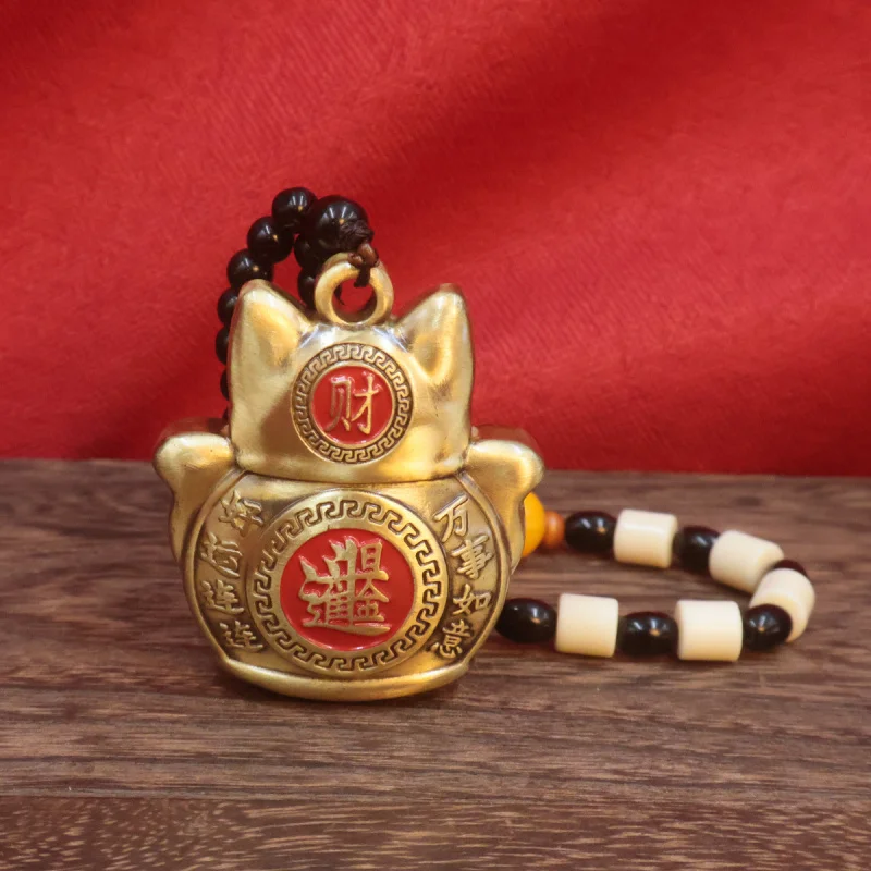 Новая латунная однотонная сумка Lucky Cat мини-играющая с руками настольное