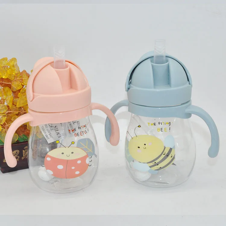 

350ml Baby Bottles With Straw Gravity Ball Drinking Cup Feeding Milk Water Dual-Use Bottle Wide-Caliber Kids Drinking Bottle