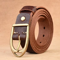 new high quality cowhide brass pin buckle belt men and women fashion business retro design accessories gift jeans fitted belt