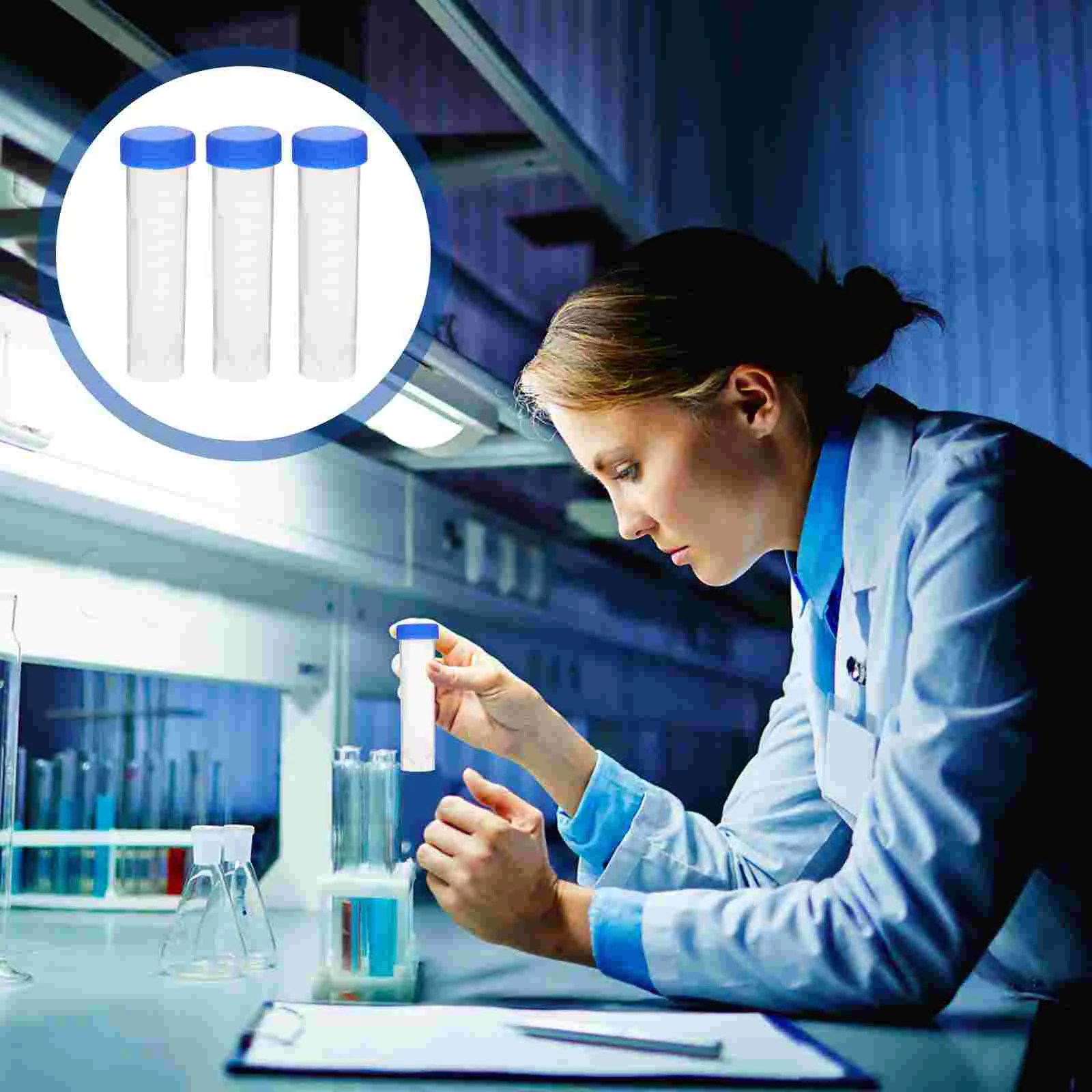 

50 Pcs Plastic Test Tubes Caps Centrifuge Centrifugal Vials Labs Conical Self-standing