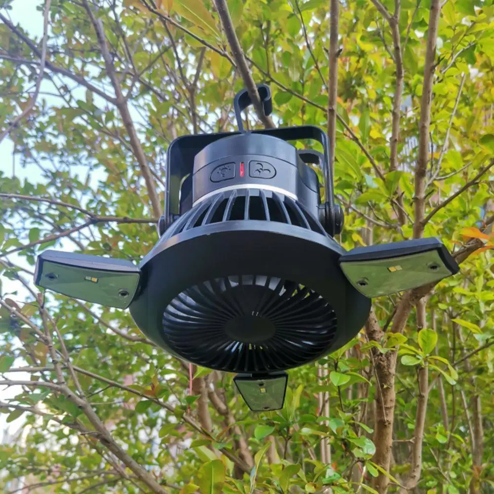 

Portable Tent Led Light Outdoor Car Camping Solar Fan With Light Usb Rechargeable 4000mah Hanging Lamp Antimosquito For Fis S7a1