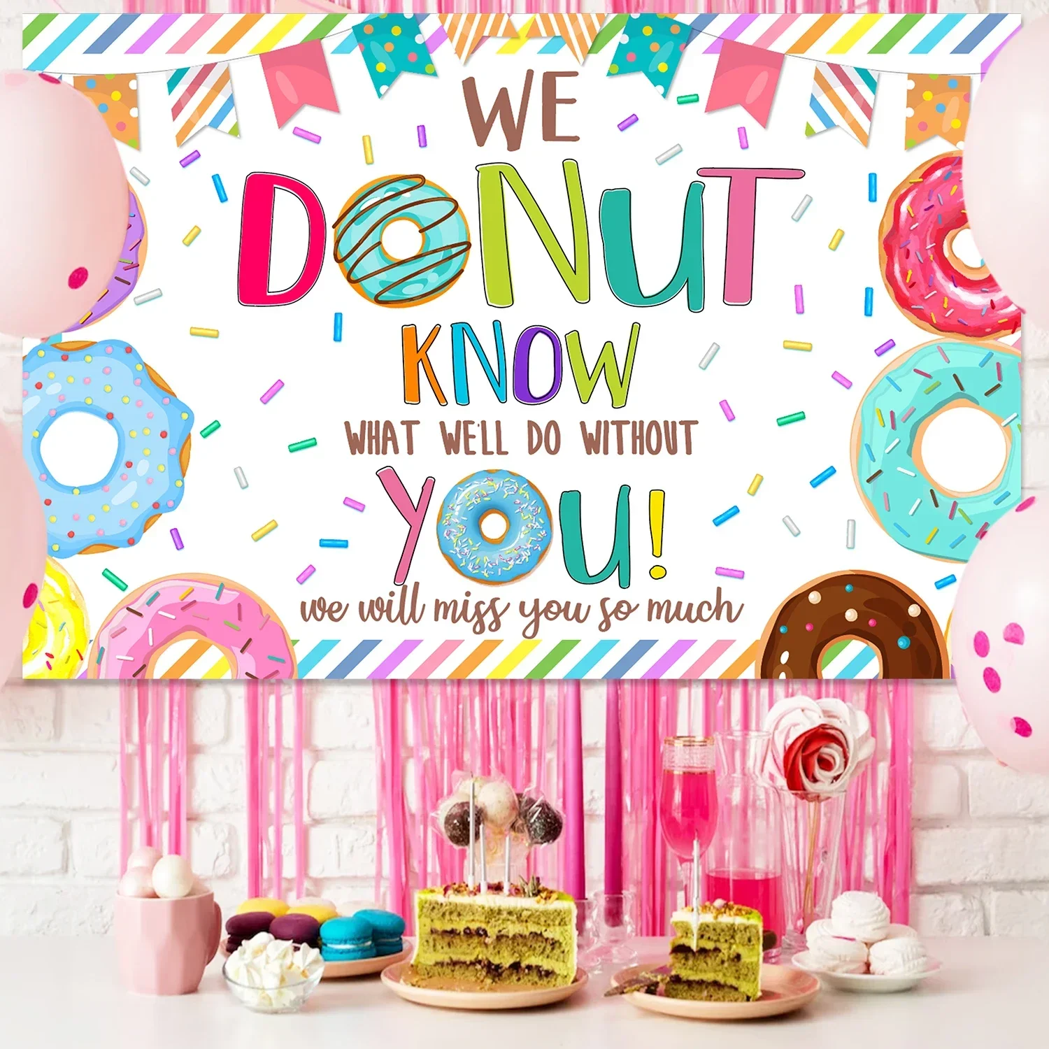 

KREATWOW Backdrop Photography Four Ever Sweet Pink Donut Lollipop Ice Cream Girl Birthday Party Background Photo Studio Decor