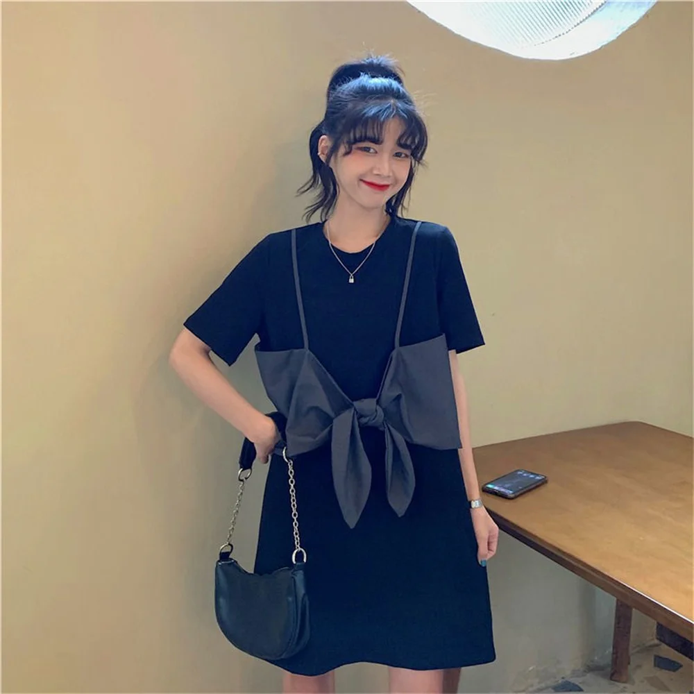 

Платье женское длинное черное, милый Повседневный Сарафан в Корейском стиле, Красивое Летнее