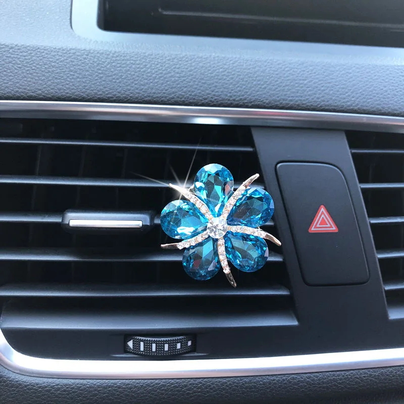 

Bling Crystal Leaves Vent Clip Car Air Freshener Perfume Aromatherapy Fragrance Diffuser Automobile Interior Accessories