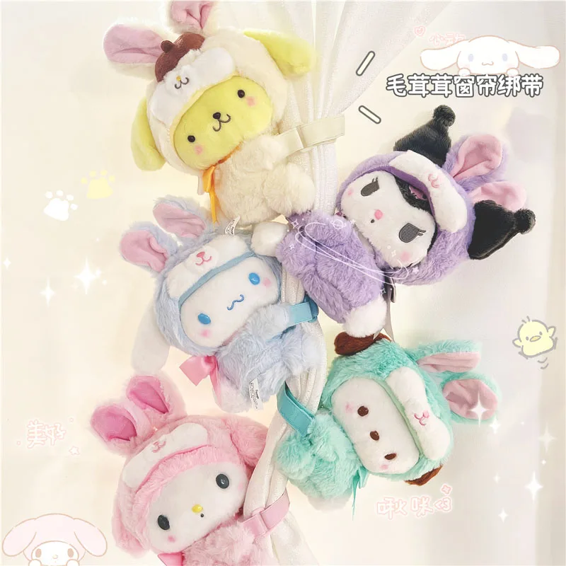 

Cinnamoroll Kuromi Pompompurin Pochacco Sanrio My Melody Cartoon Love Doll Curtain Buckle Anime Plush Toy for Girl Birthday Gift