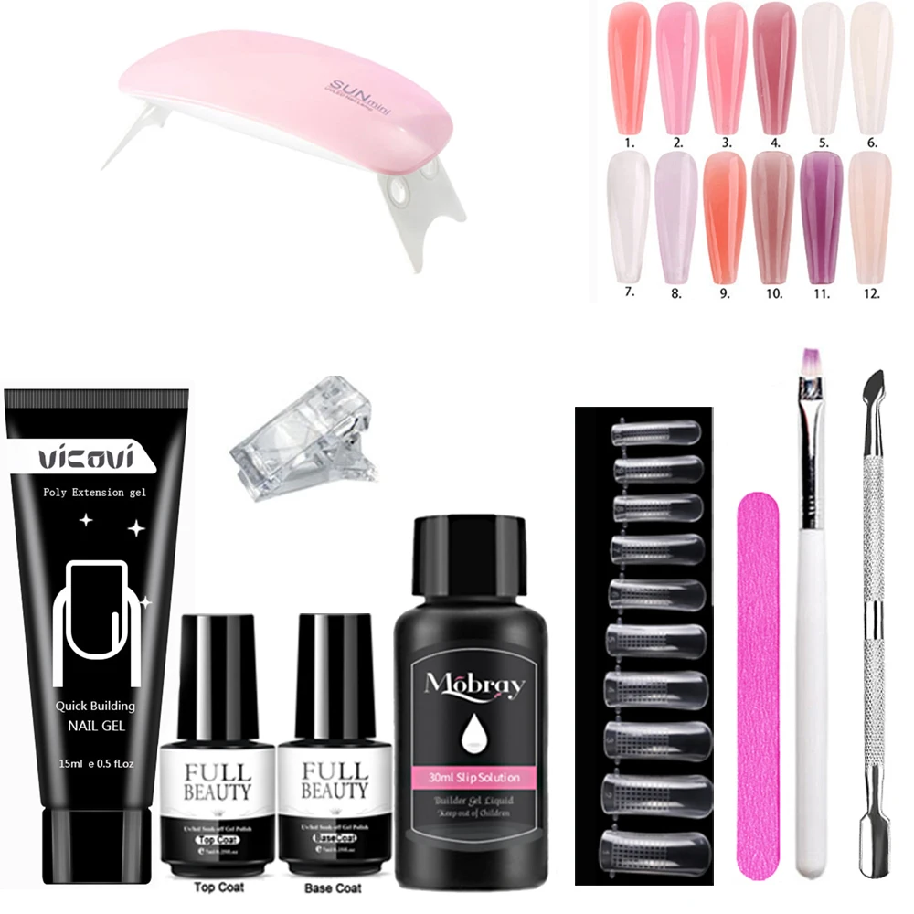 

10pcs/Set 15ml Poly Nail Gel Kit Crystal Forms For Extension Nail Tools Sets Nails Extension Gel Fast-drying Extension Glue Set