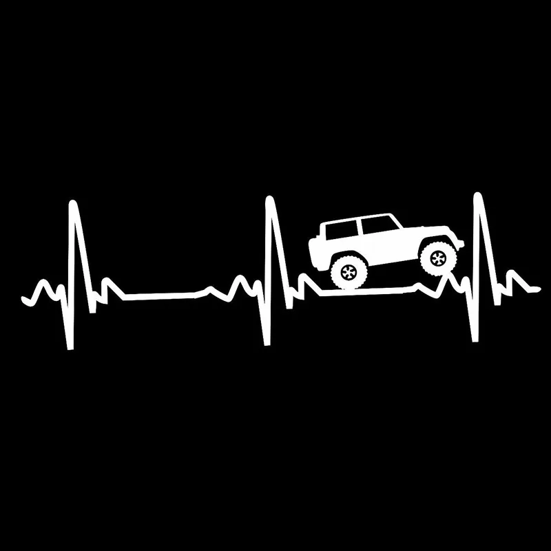 20,32x6,35 см автомобильные наклейки Heart Beat EKG для Jeep Wrangler - наклейка/наклейка для автомобиля, грузовика, ноутбука 4x4