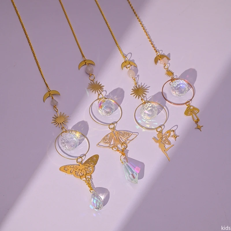 Хрустальный витражный подвесной светильник на окно