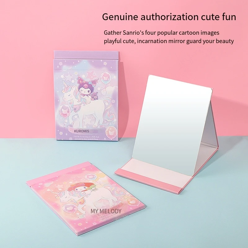 Kawaii Sanrio Cinnamoroll Hello Kitty My Melody Collapsible Mirror Anime Figure Portable Hd Mirror Decorate Girl Birthday Gift