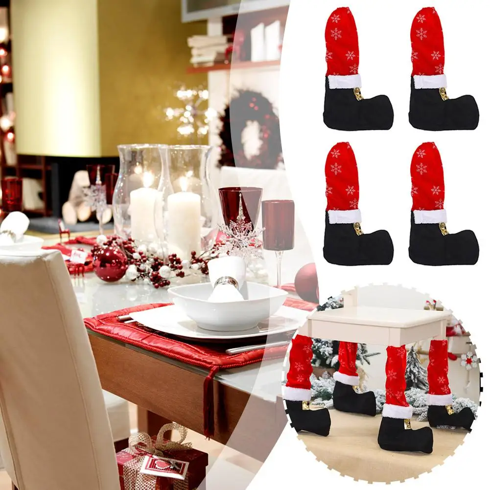 

4Pcs Christmas Chair Foot Covers Table Feet Cover Gift Props Socks Cases Ornament Christmas New Year Navidad Decoracion I3B0