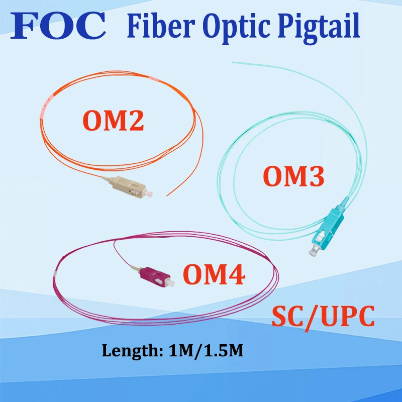 

50 шт. волоконно-оптический кабель SC/UPC Multimode OM2 OM3 OM4 0,9 мм, 1 м/1,5 м