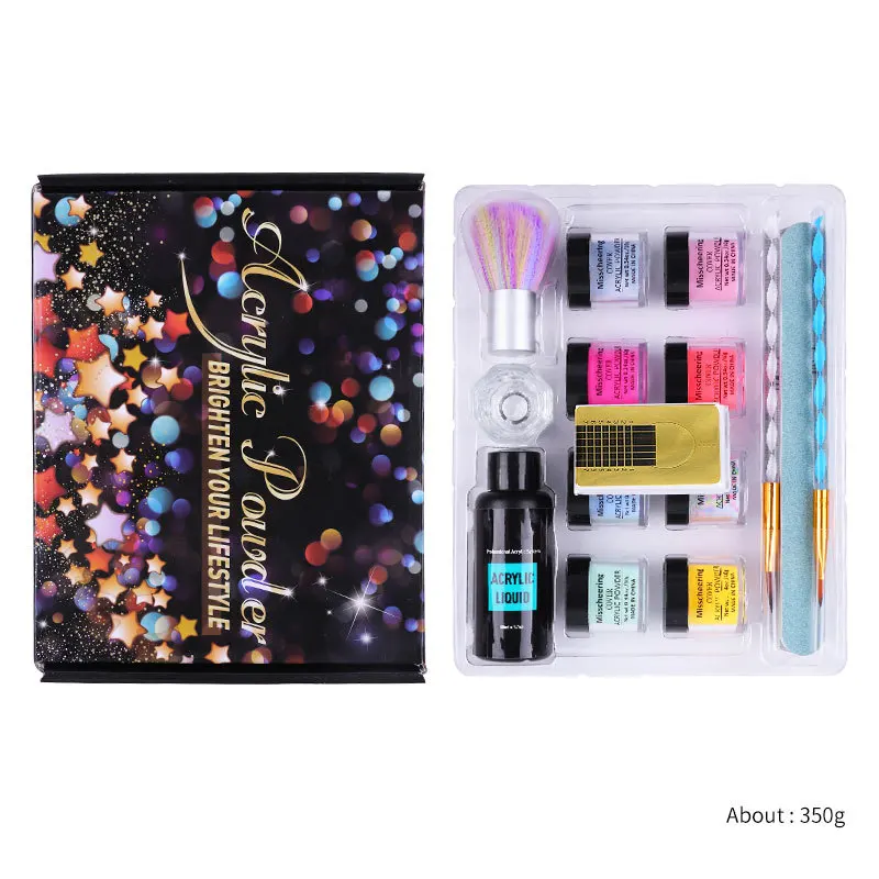 16PCS Set For Building Acrylic Gel DIY Nail Extension Kit With Holographic Powder Liquid Manicure Design Art Decor |