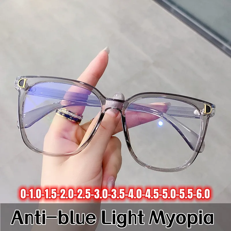 

Large Oversized Finished Myopia Eyeglasses Men Women New Anti-blue Light Eyewear Ladies Diopter Short-sighted Eyewear Glasses