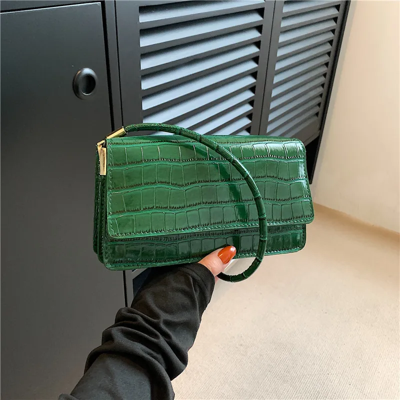 

Модная винтажная сумка с крокодиловым узором, однотонная ретро повседневная универсальная женская сумка через плечо для женщин, сумка для покупок