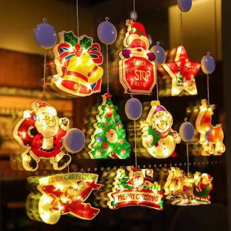 

Светодиодный Рождественский фон, рождественские украшения для дома, Санта-Клаус/Снеговик, подсветка окна, Рождественское украшение, новогодние подарки 2022 года