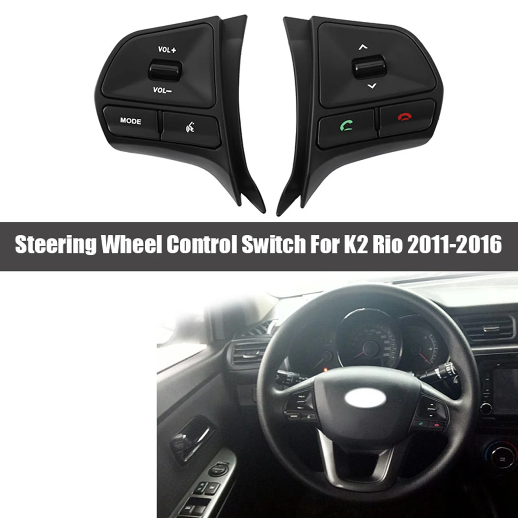 

Car Multifunction Steering Wheel Button for Audio and Bluetooth Control with Light for KIA K2 Rio New 2011-2016