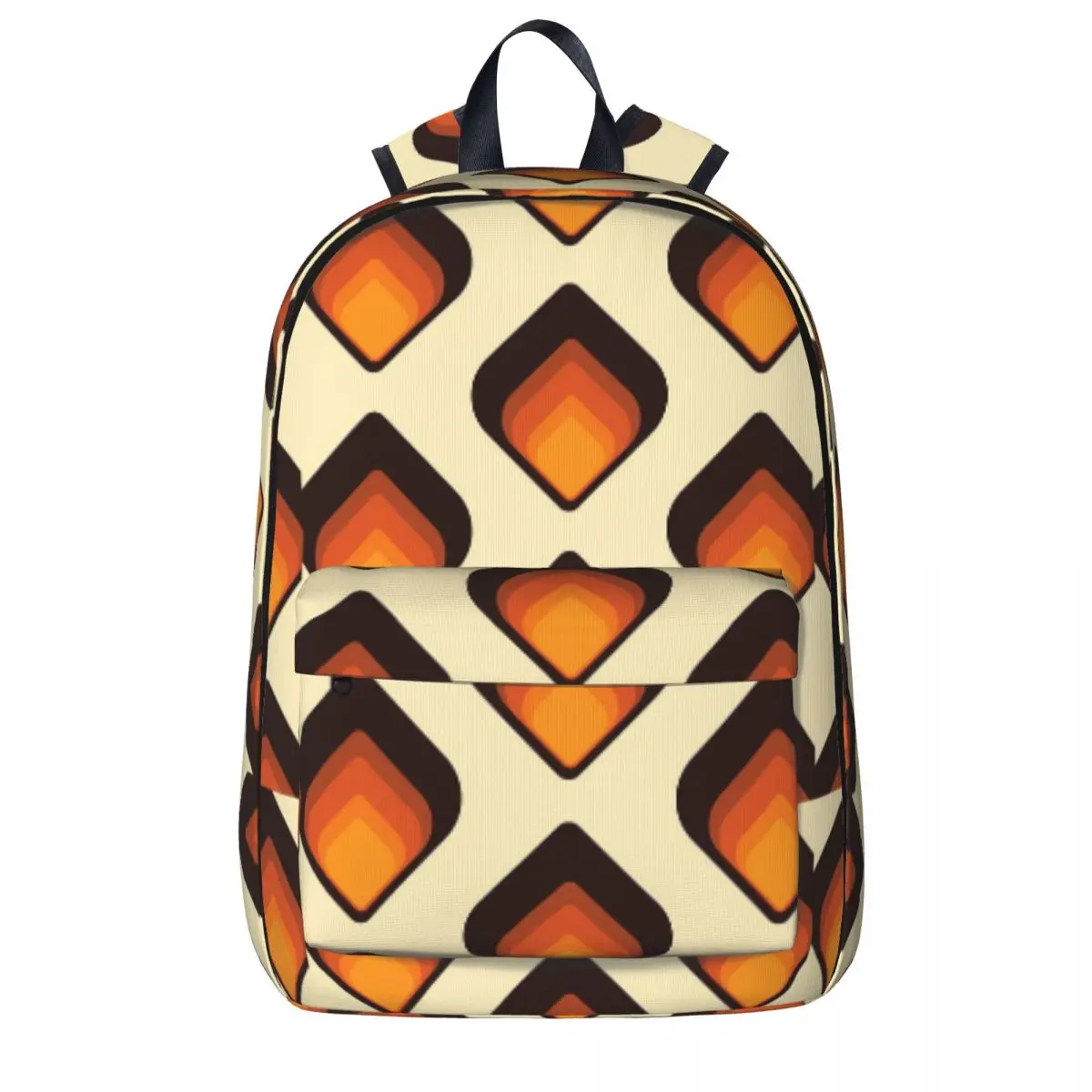 

Mid-Century Modern Orange And Brown Tear Drop Backpack Student Book bag Shoulder Bag Laptop Rucksack Casual Children School Bag