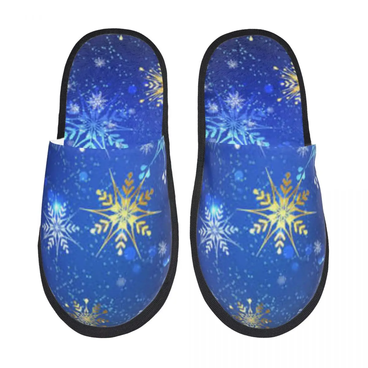 

Домашние тапочки, домашние тапочки для спальни, Золотые снежинки, искусственная пушистая плюшевая обувь