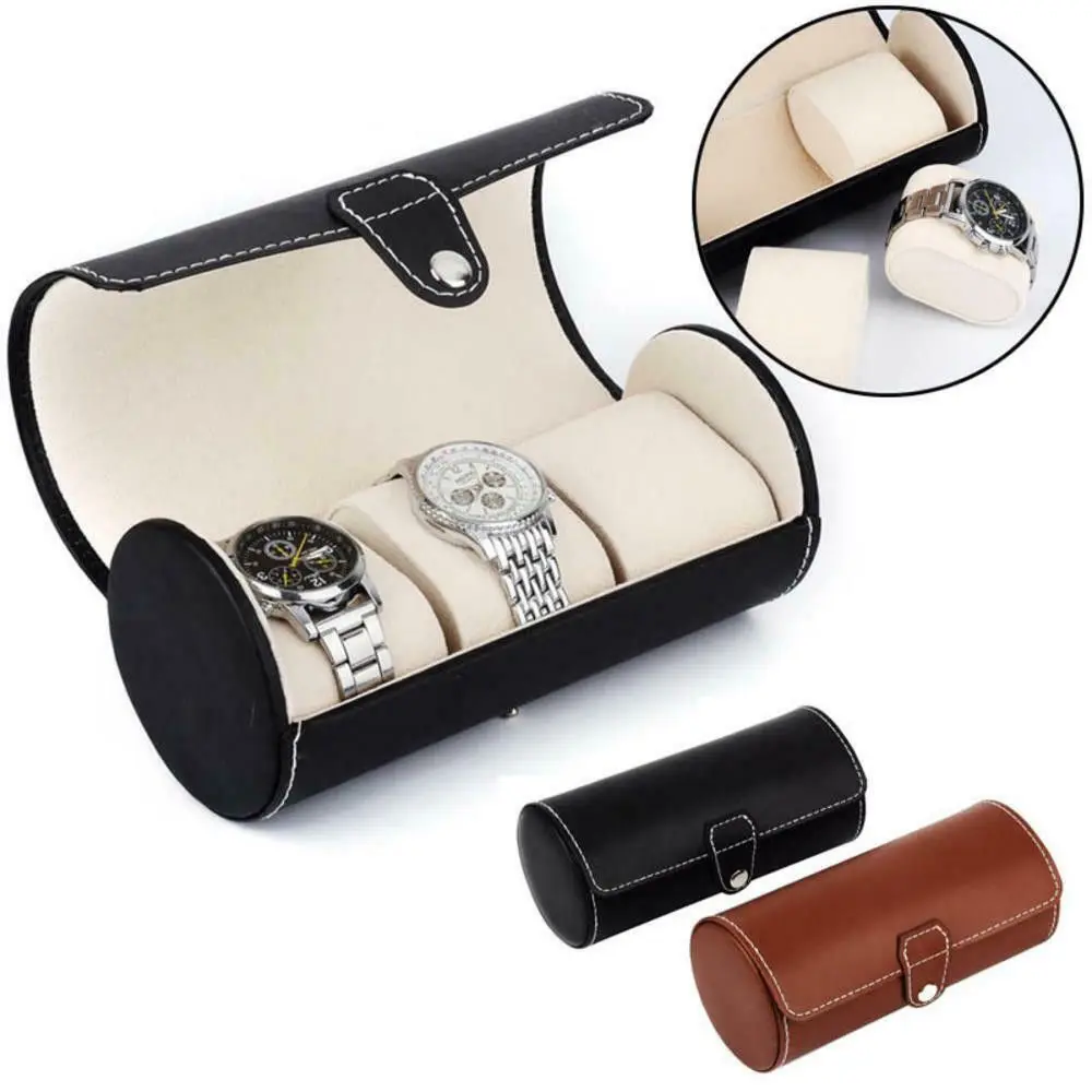 

Jewelry Display 3 Slot Roll Portable PU Leather Collector Organizer Jewelry Case Watch Box