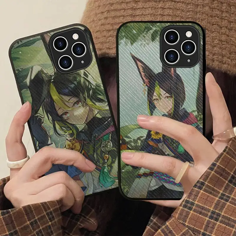 

Genshin Impact Tighnari Phone Case Hard Leather Case for iPhone 11 12 13 Mini Pro Max 8 7 Plus SE 2020 X XR XS Coque