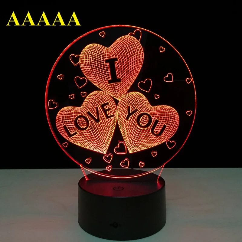 

I LOVE YOU Colorful 3D Hologram Lamp USB Acrylic Lights 3D LED Lamp Nightlight for Christmas Wedding Party Lover Gift Drop Ship