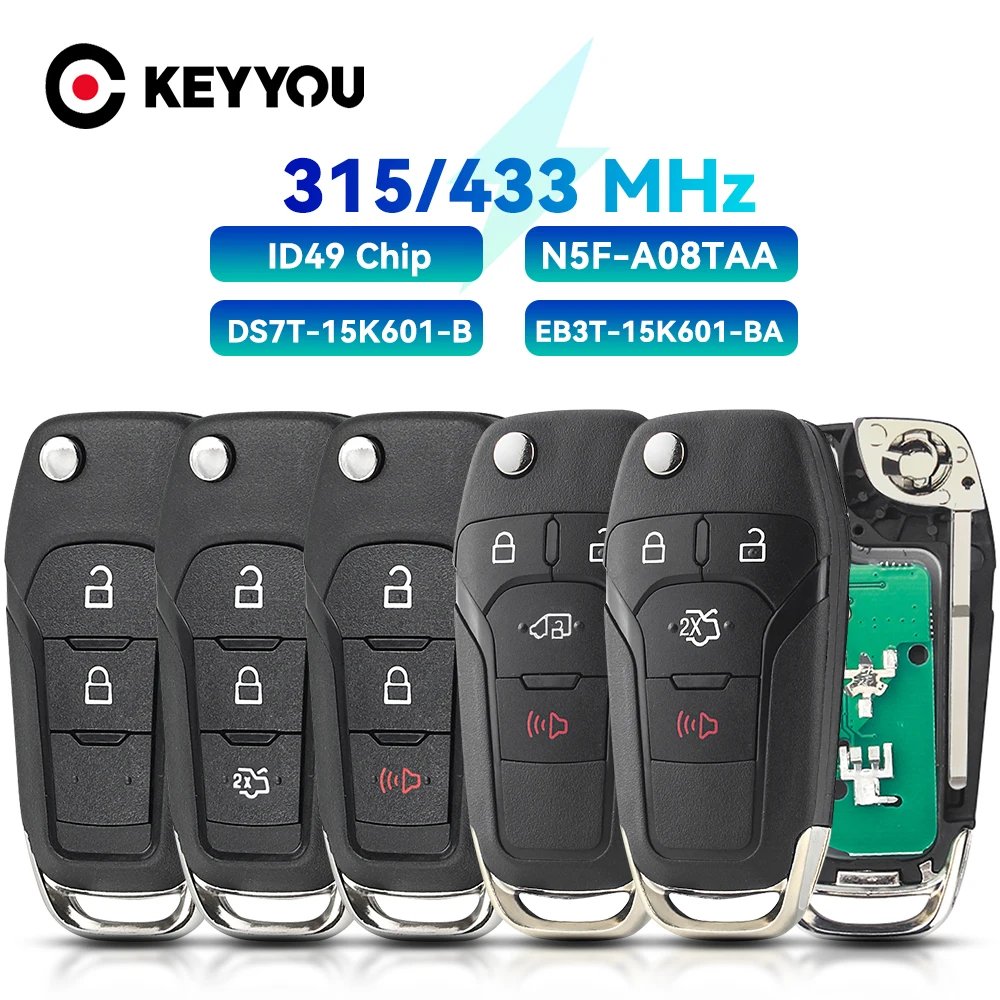 KEYYOU Автомобильный Дистанционный ключ для Ford F150-F550 Fusion Explorer N5F-A08TAA ID49Chip 315 Mhz