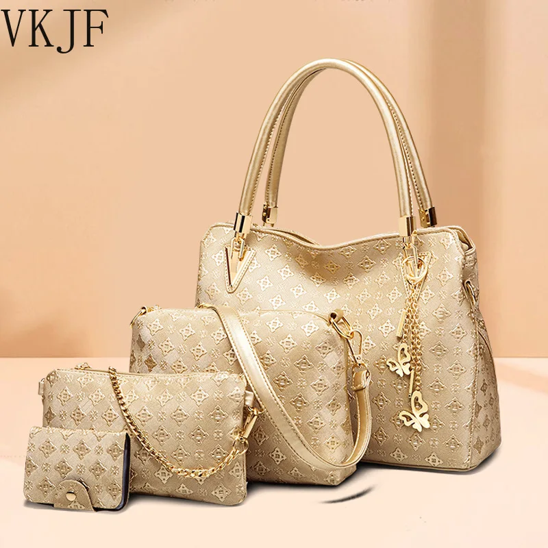 

2023 Women Top-Handle Bags Female Composite Bags Women Messenger Bags Handbag Set PU Leather Wallets Key Bag Set