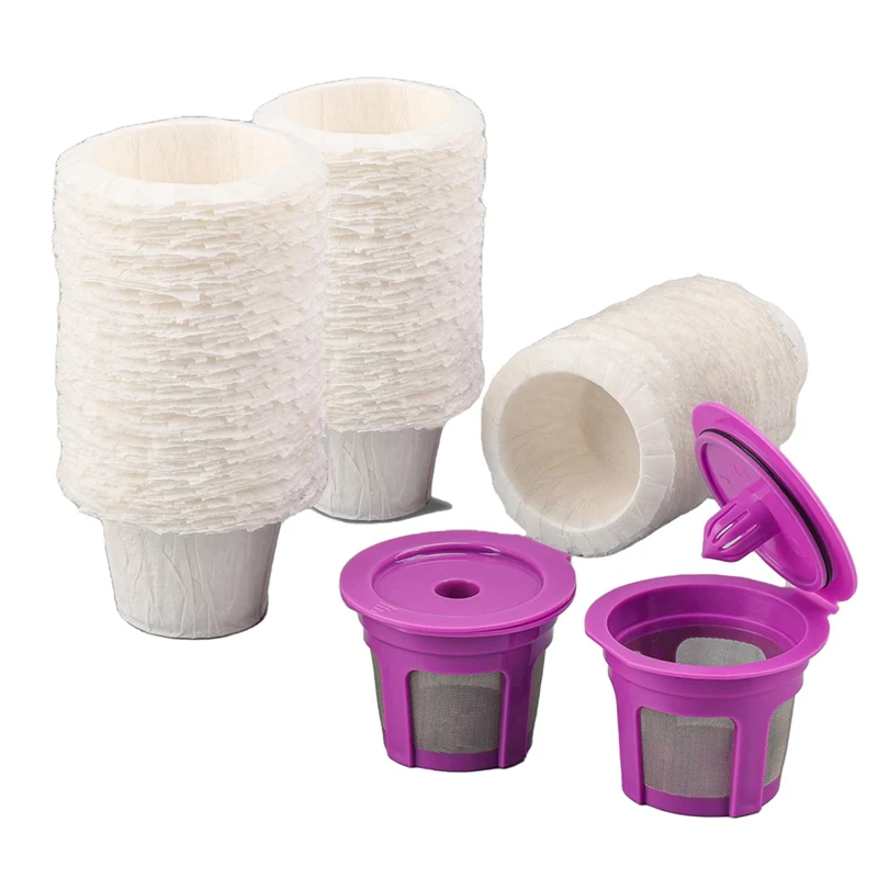 

Disposable Coffee Paper Filter 300 Count With 2 Pack Reusable K Cup Coffee Pods For Keurig Coffee Maker 2.0 & 1.0 Easy Install