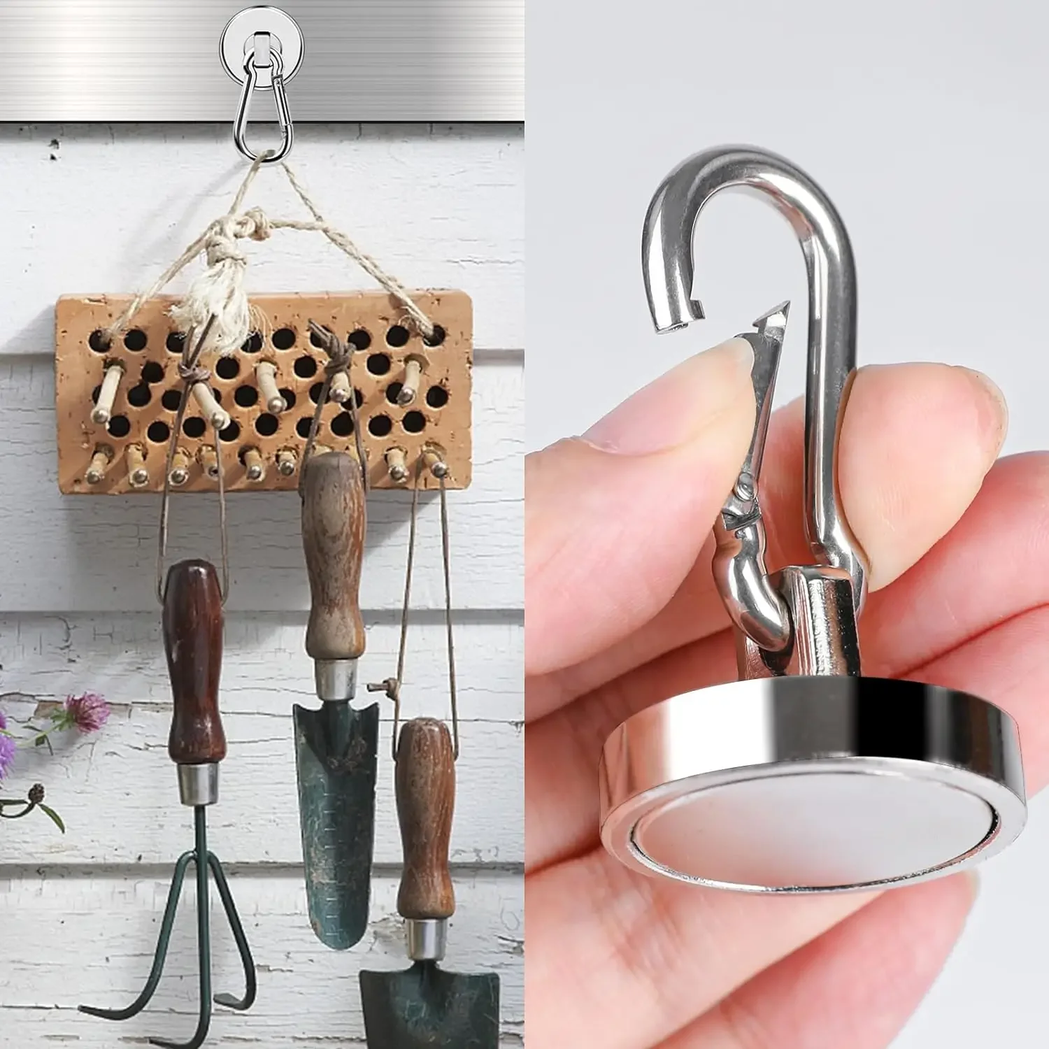 10/1 шт. сильные неодимовые магнитные крючки 360 ° Вращающийся карабин магнитный