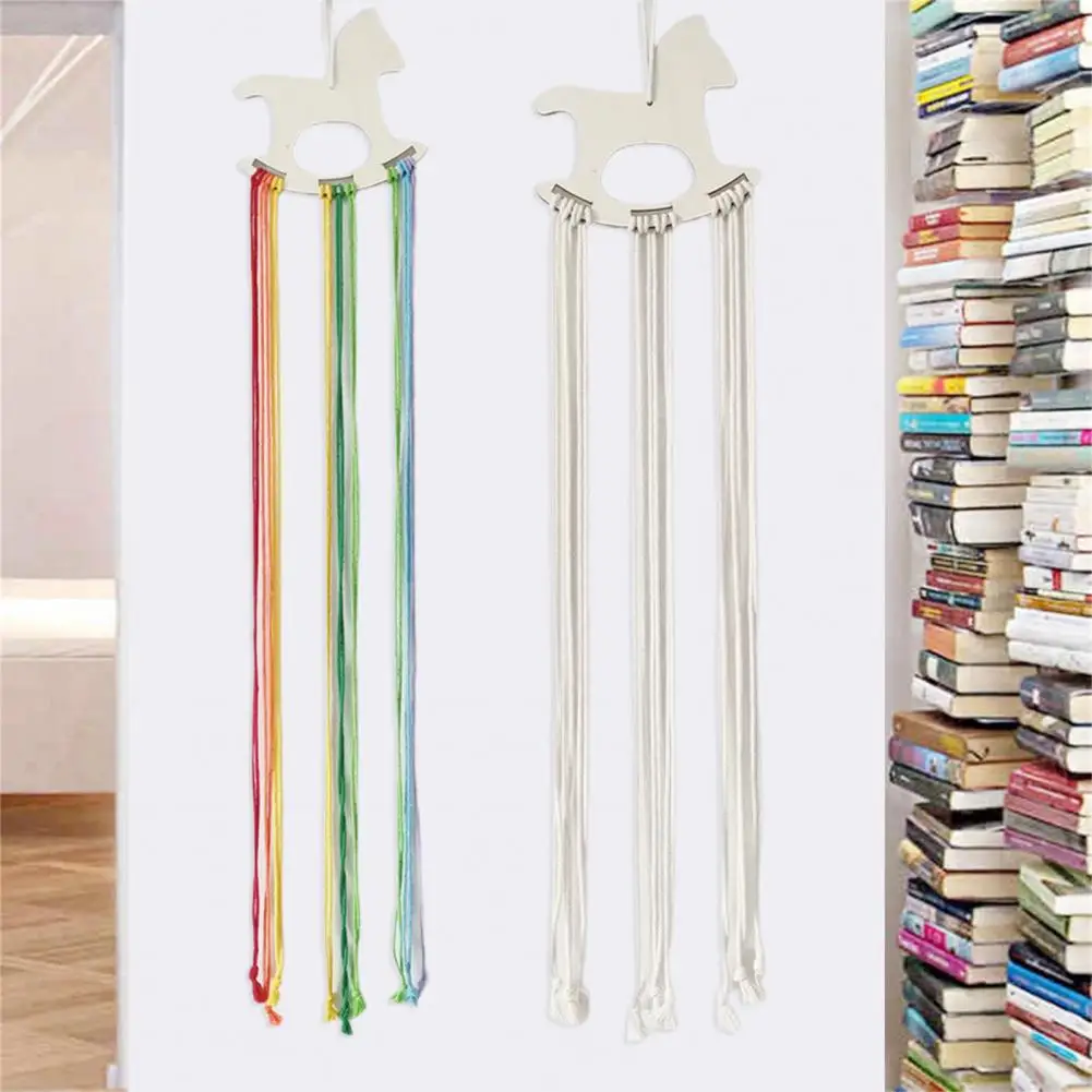 

Hair Bow Holder 1 Set Fancy Burr-free Horse Shape Delicate Wall Hanging Hairpin Tassel Holder for Daily Use