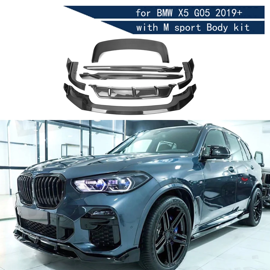 

Комплект для кузова автомобиля X5 из углеродного волокна, передняя губа, задний диффузор, боковые юбки, задний спойлер для BMW G05 X5 с M спортивный комплект для корпуса